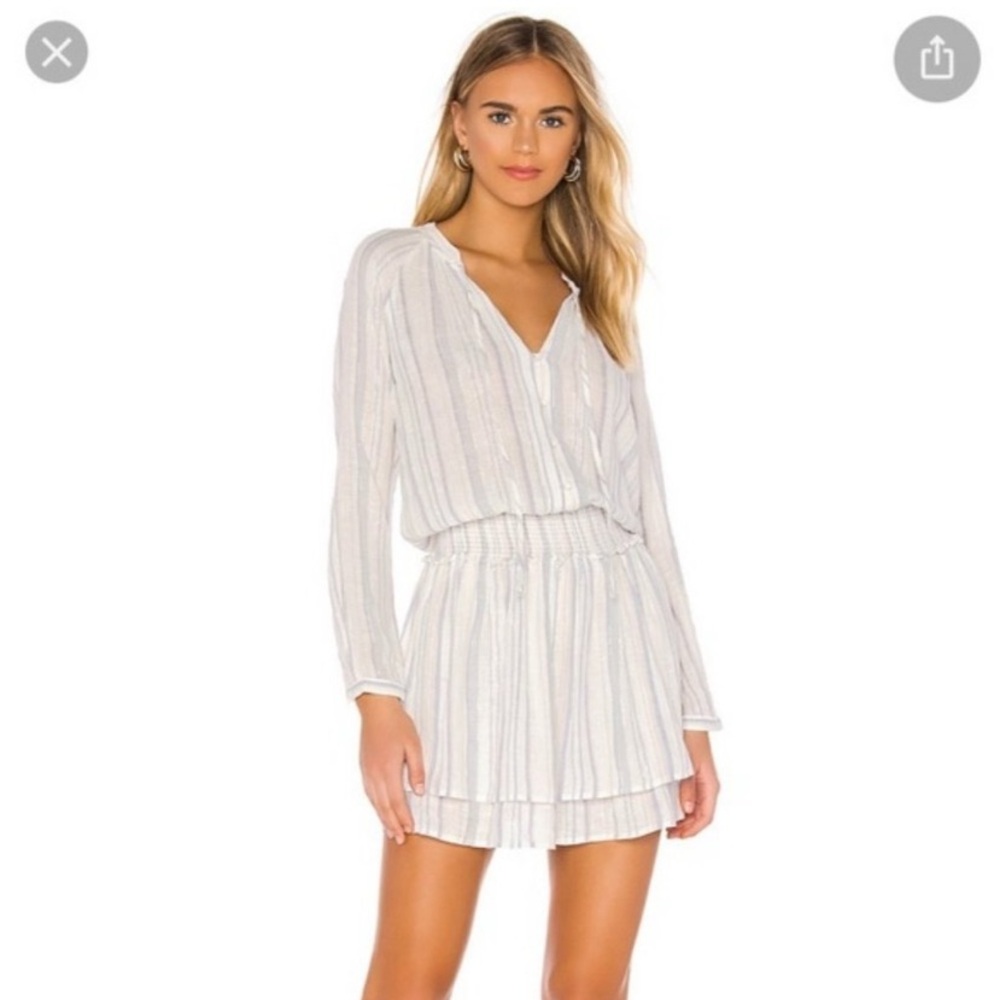 Rails Striped Midi Dress in Cream and Gray